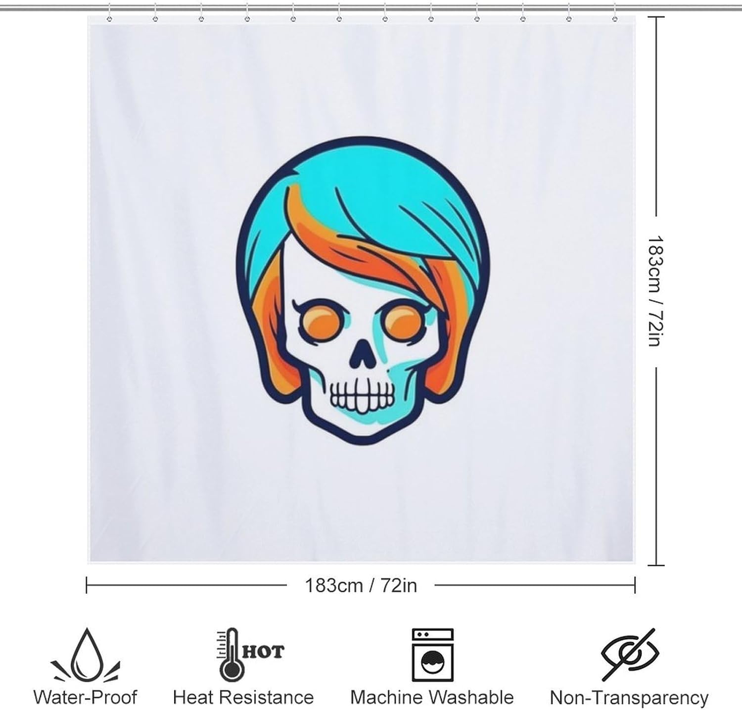 TIYAANDSY Cartoon Skull Shower Curtain Set 1