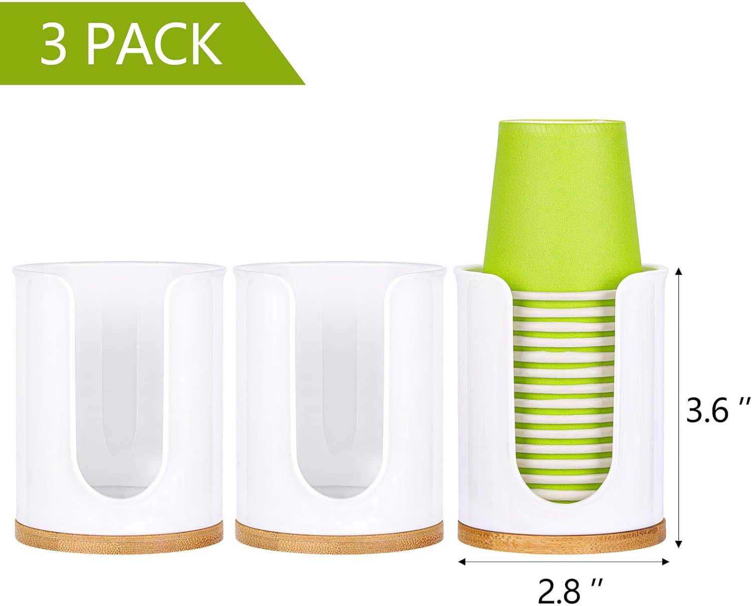 Tbestmax 3 Pack White Cup Dispenser for Bathroom Sink