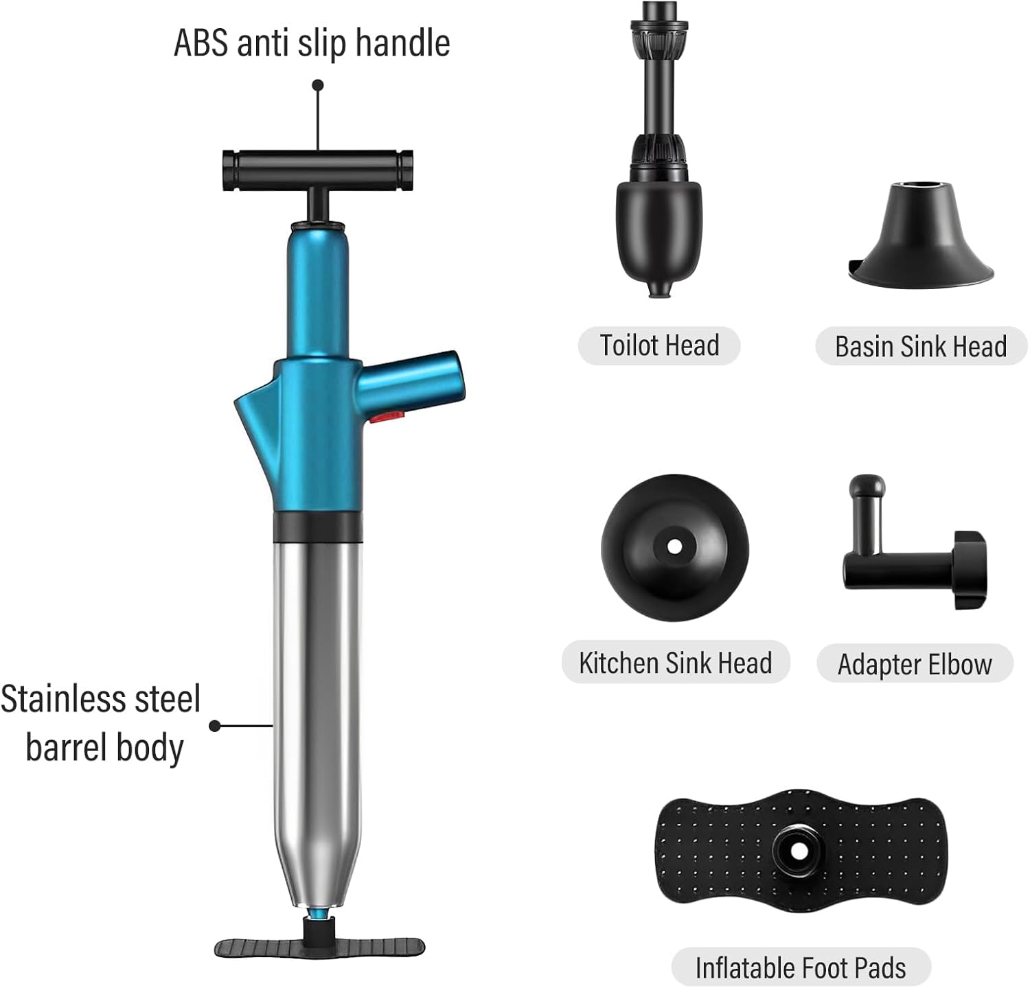 Madrigal High Pressure Toilet Plunger with Air Drain Blaster