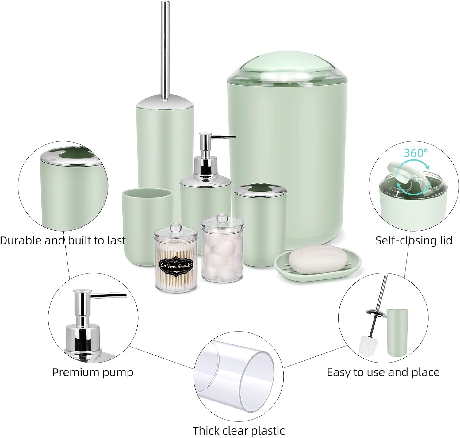IMAVO 9-Piece Grey Bathroom Accessory Set