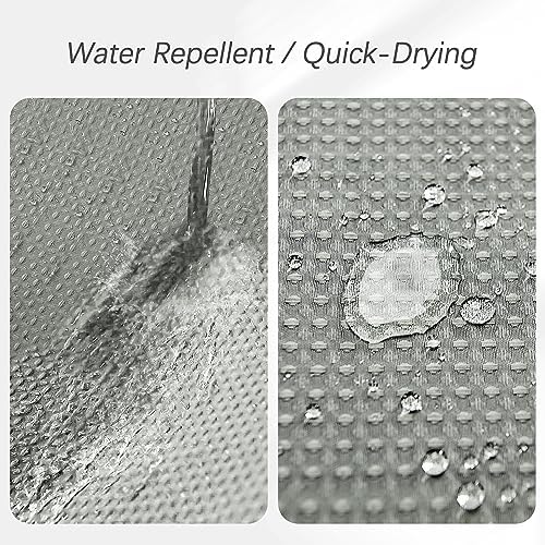 Grey Waffle Weave Shower Curtain Set with 12 Hooks