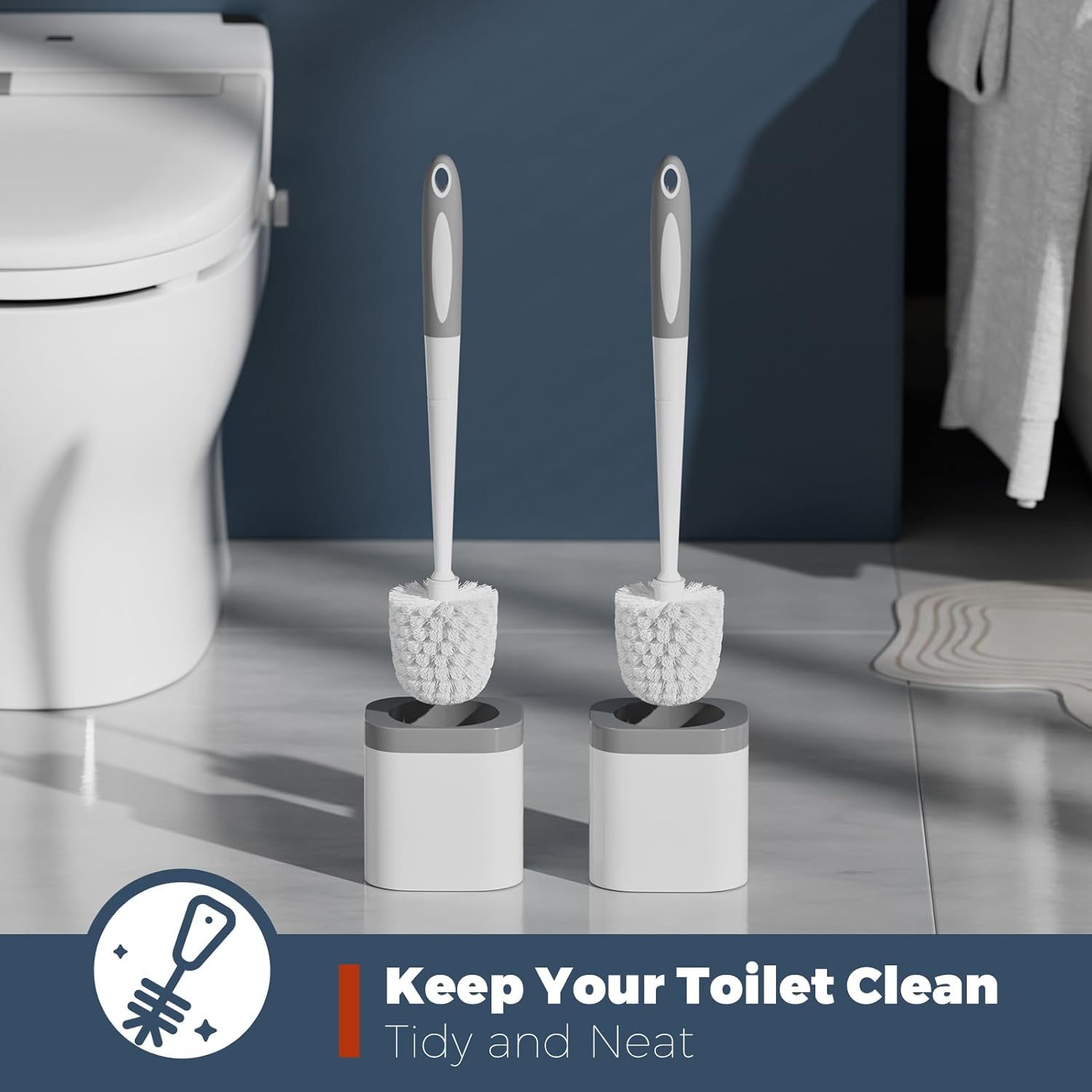 Holaloha 2 Pack Toilet Brush and Holder Set