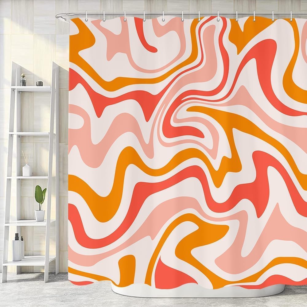Dongbei Cute Orange Shower Curtain with Hooks 60x70in