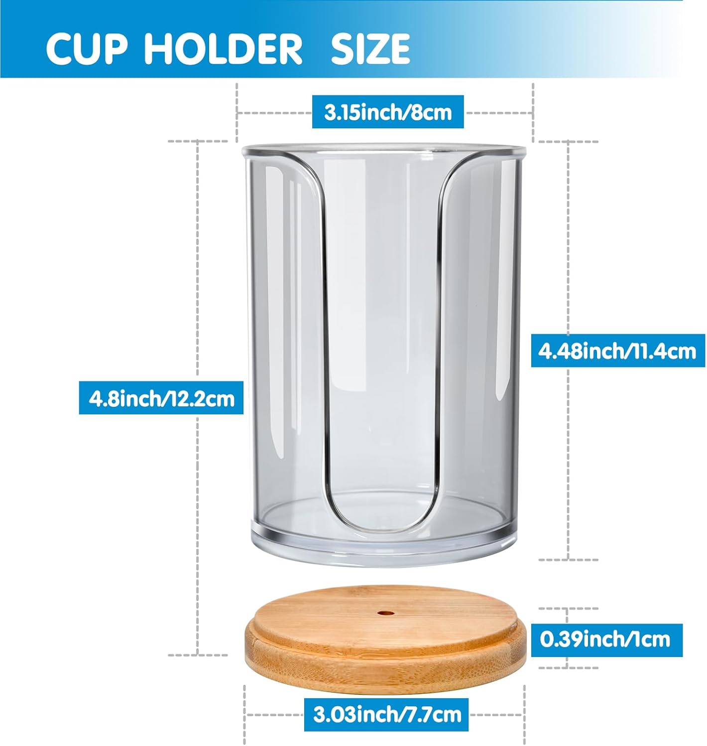 2 Pack Bamboo Plastic Cup Holder for Bath Kitchen Vanities