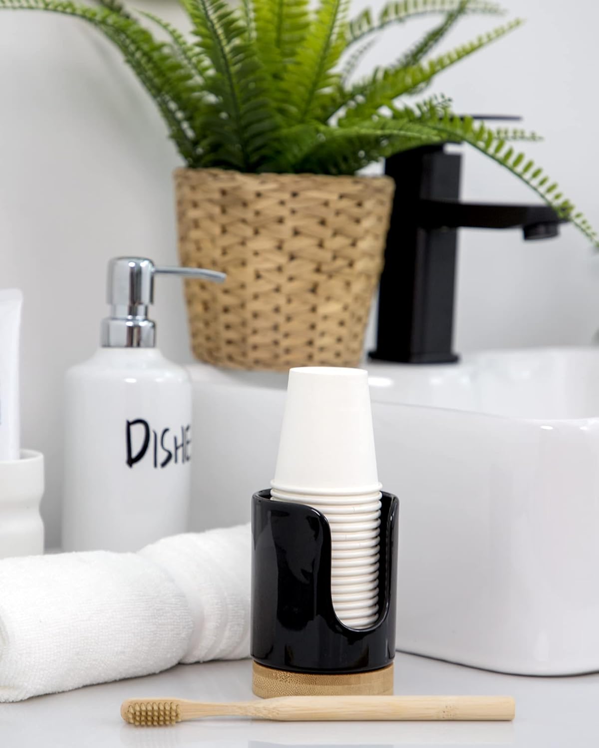 Ceramic Cup Dispenser - 3oz BPA Free Kids Safe Black