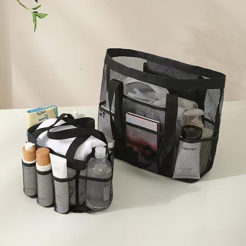 Mesh Shower Caddy with 8 Pockets and Hanging Hook