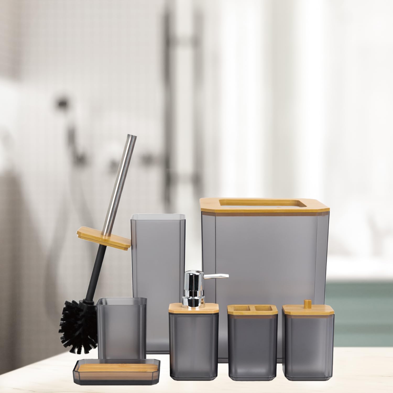 CERBIOR 7-Piece Bathroom Accessory Set Matte Black 1
