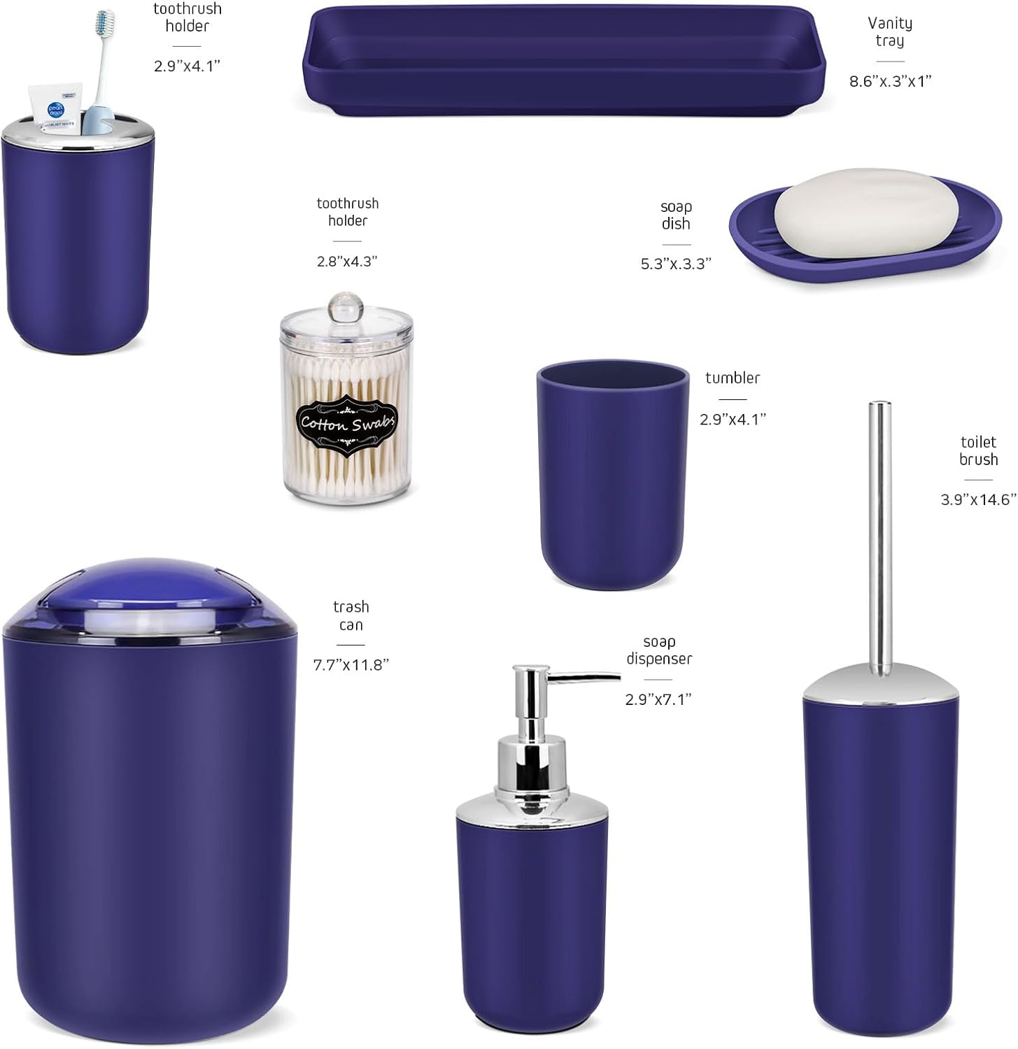 IMAVO 9-Piece Blue Bathroom Accessory Set