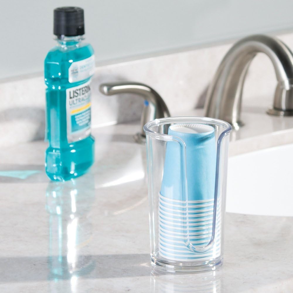 iDesign Clarity Cup Dispenser for Bathroom Countertop