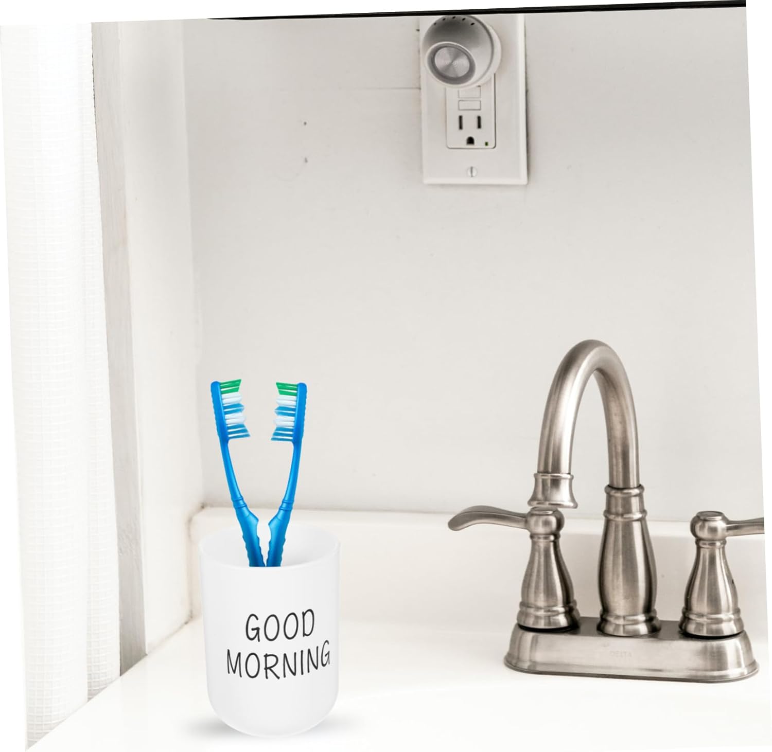 2pcs Frosted Bathroom Toothbrush Holder Cups Modern Design