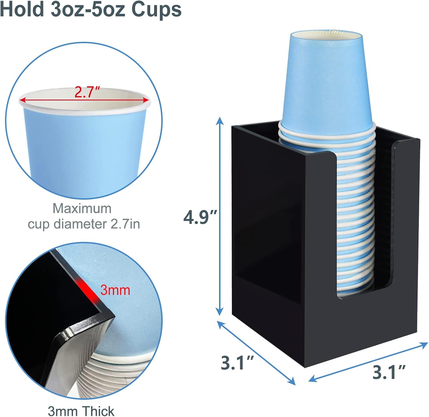 KIMCHOMERSE Bathroom Cup Dispenser - Black