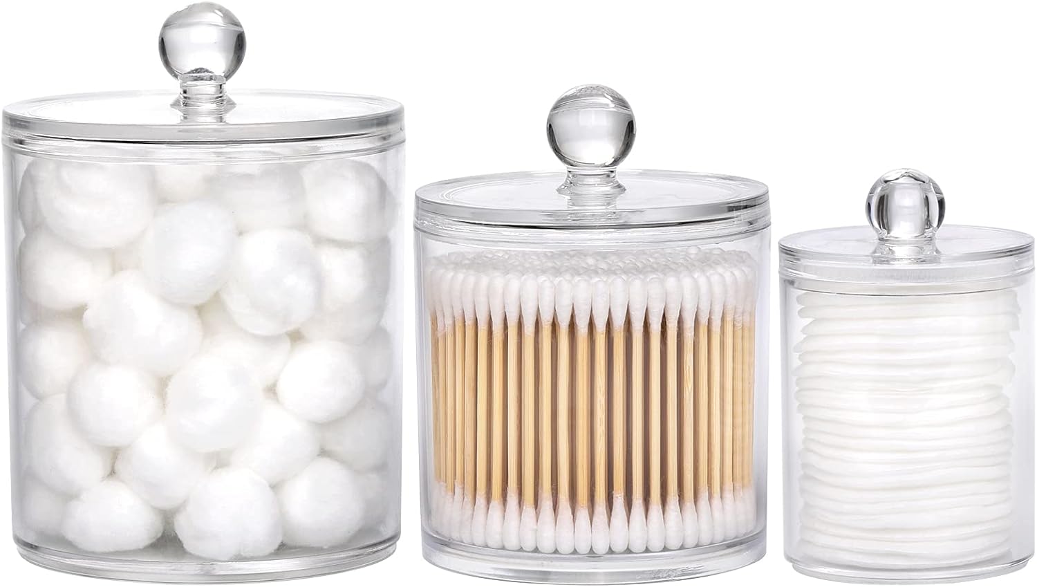 Tbestmax 3-Piece Cotton Swab Holder Set with Clear Lids