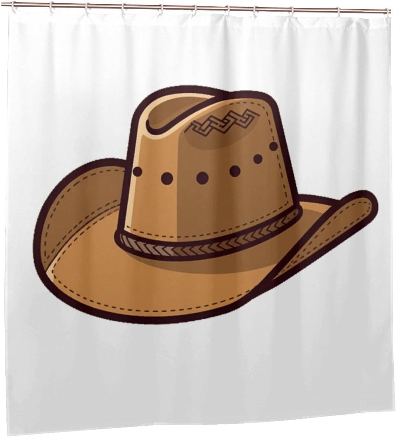 TIYAANDSY Cartoon Cowboy Hat Shower Curtain Set 1
