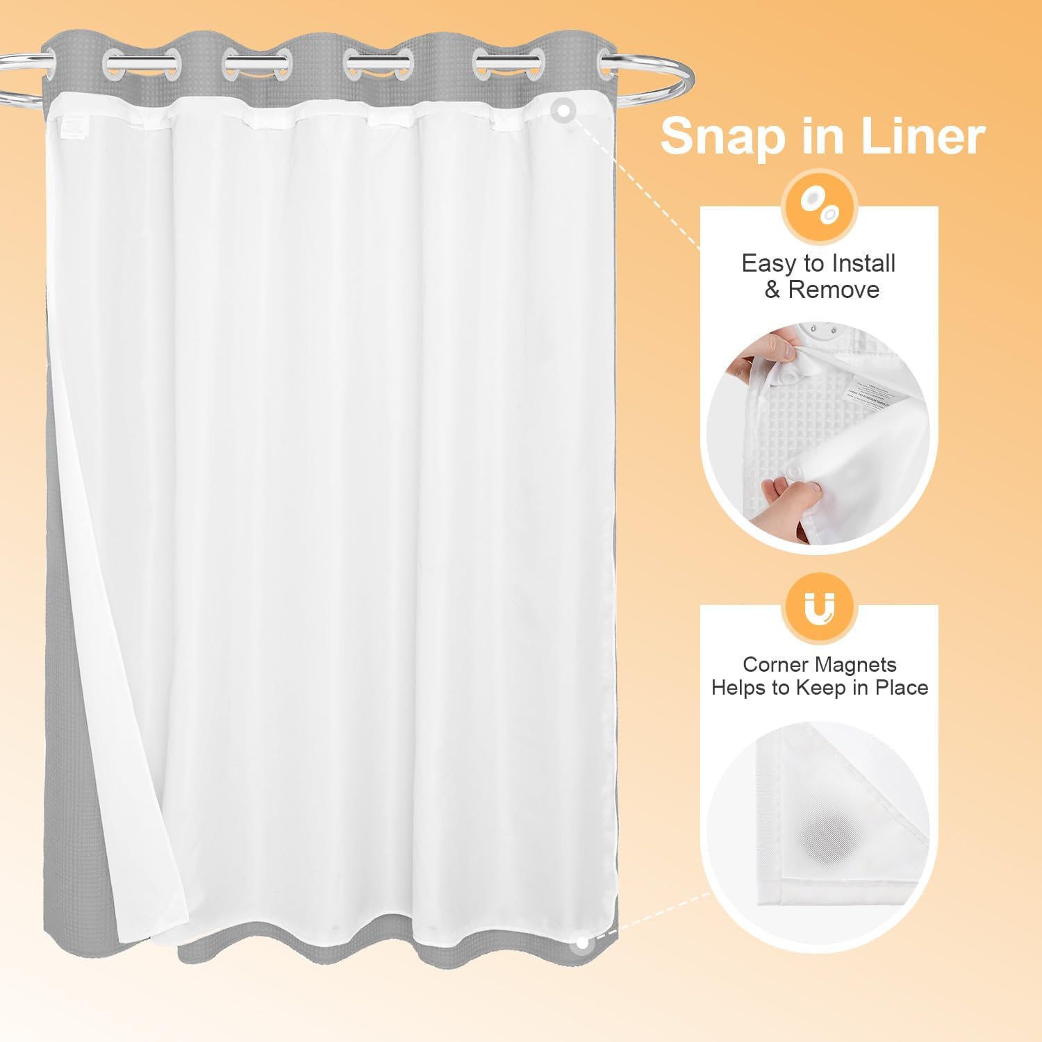 River Dream Grey Cotton Blend Shower Curtain Set