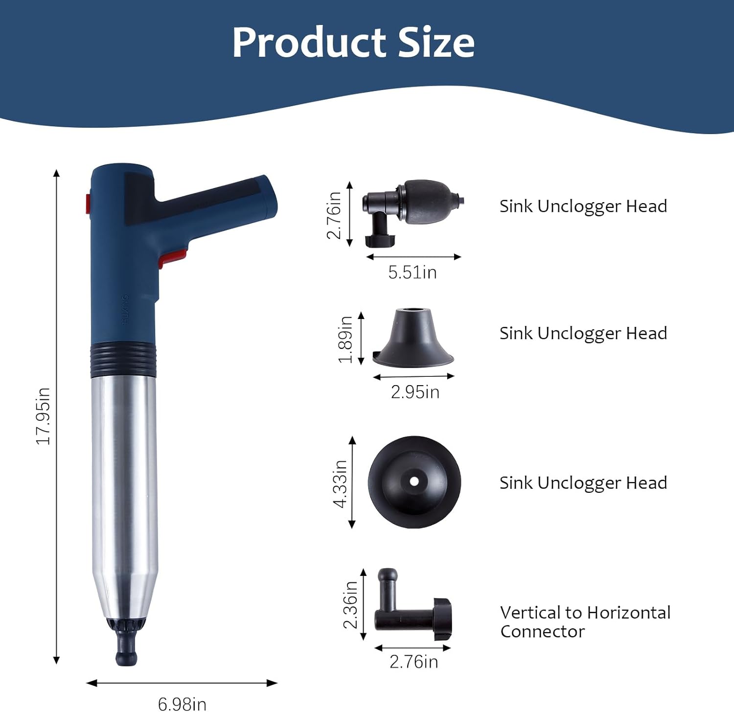 VNJOBAS Heavy Duty Air Plunger with Built-in Battery