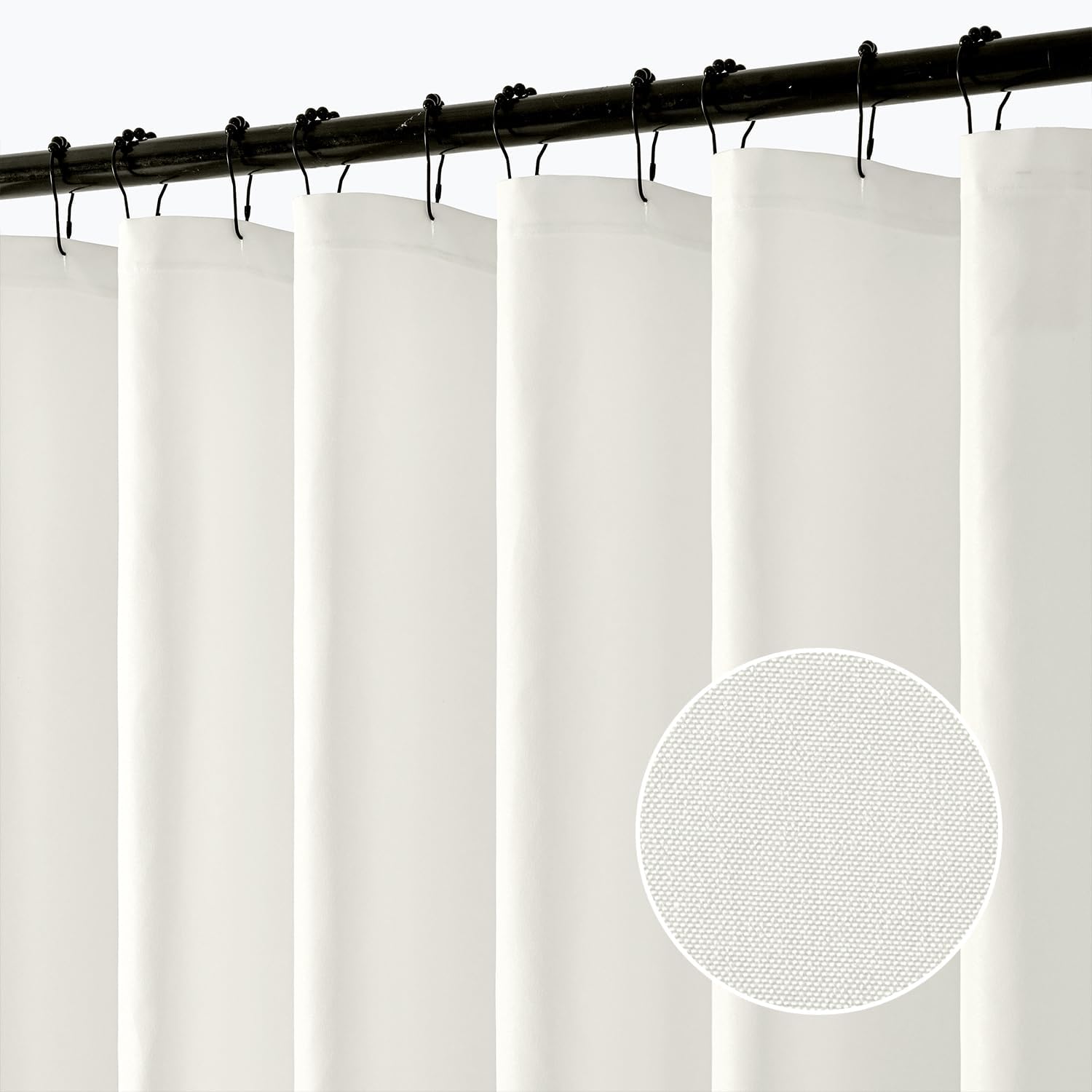 ANRODUO White Extra Long Shower Curtain Set