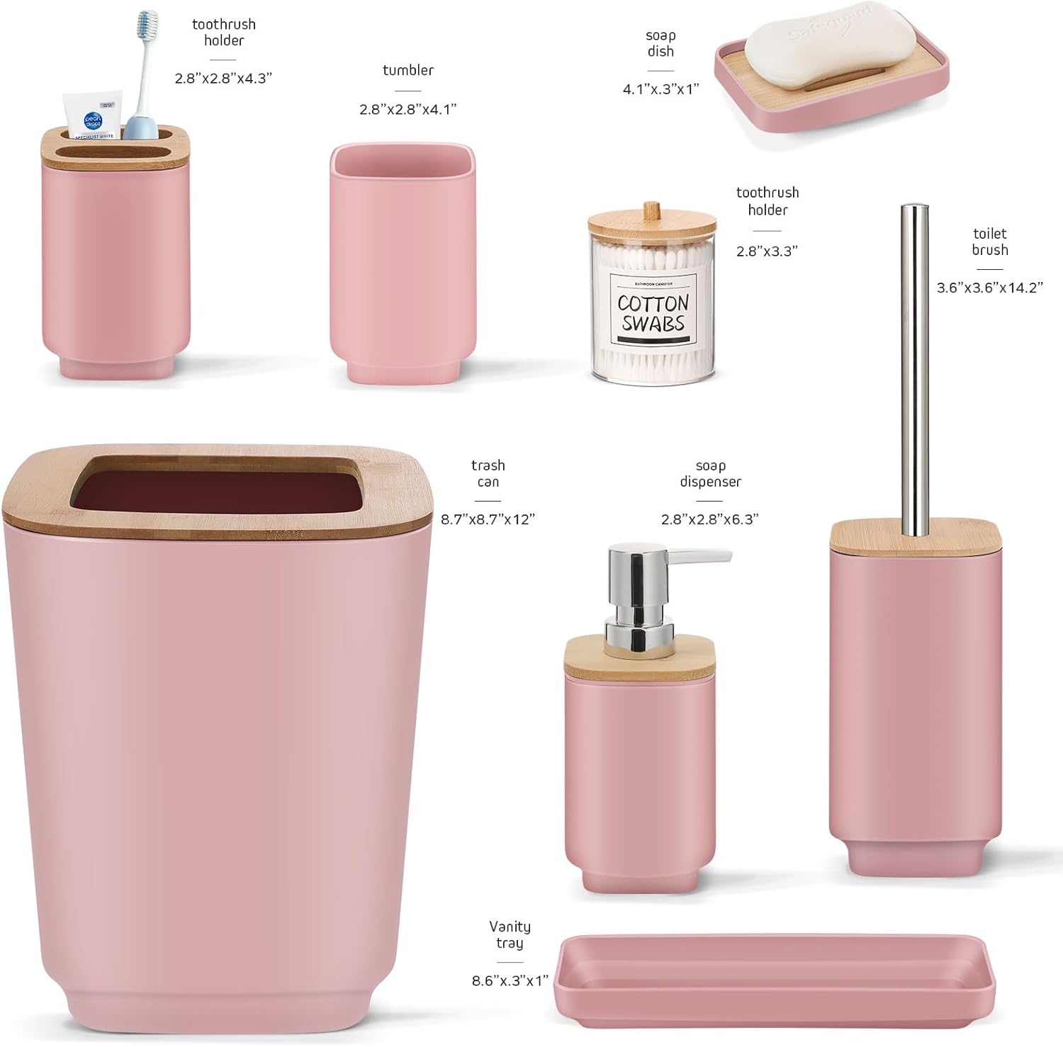 IMAVO 11-Piece Pink Bathroom Accessory Set