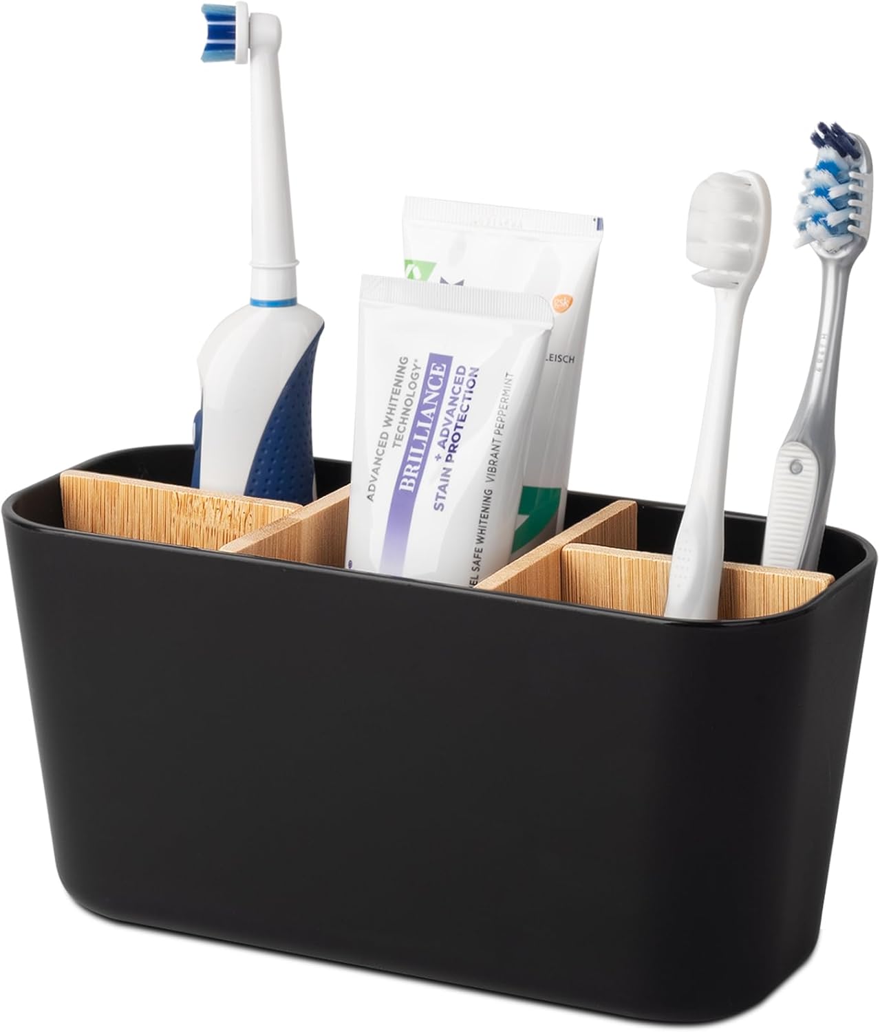 Heagoale Bamboo Toothbrush Holder with 5 Slots