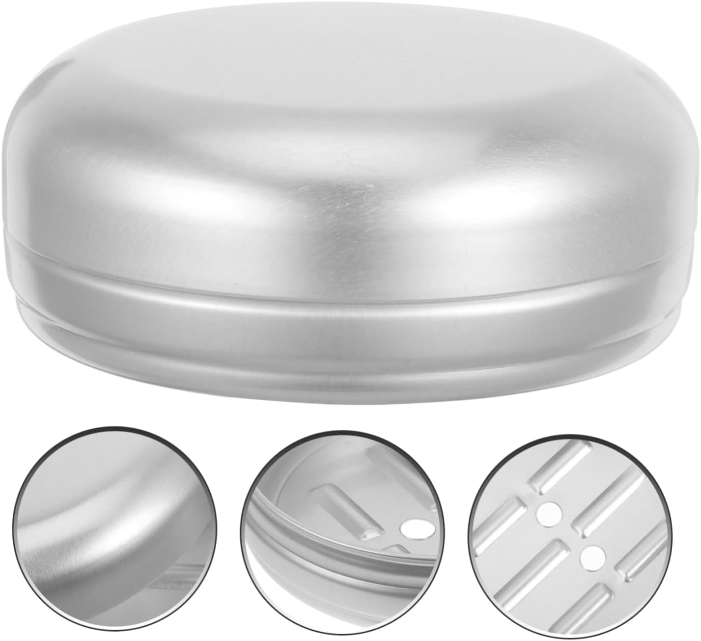 PRETYZOOM 2pcs Round Aluminum Soap Dish with Leak-Proof Lid