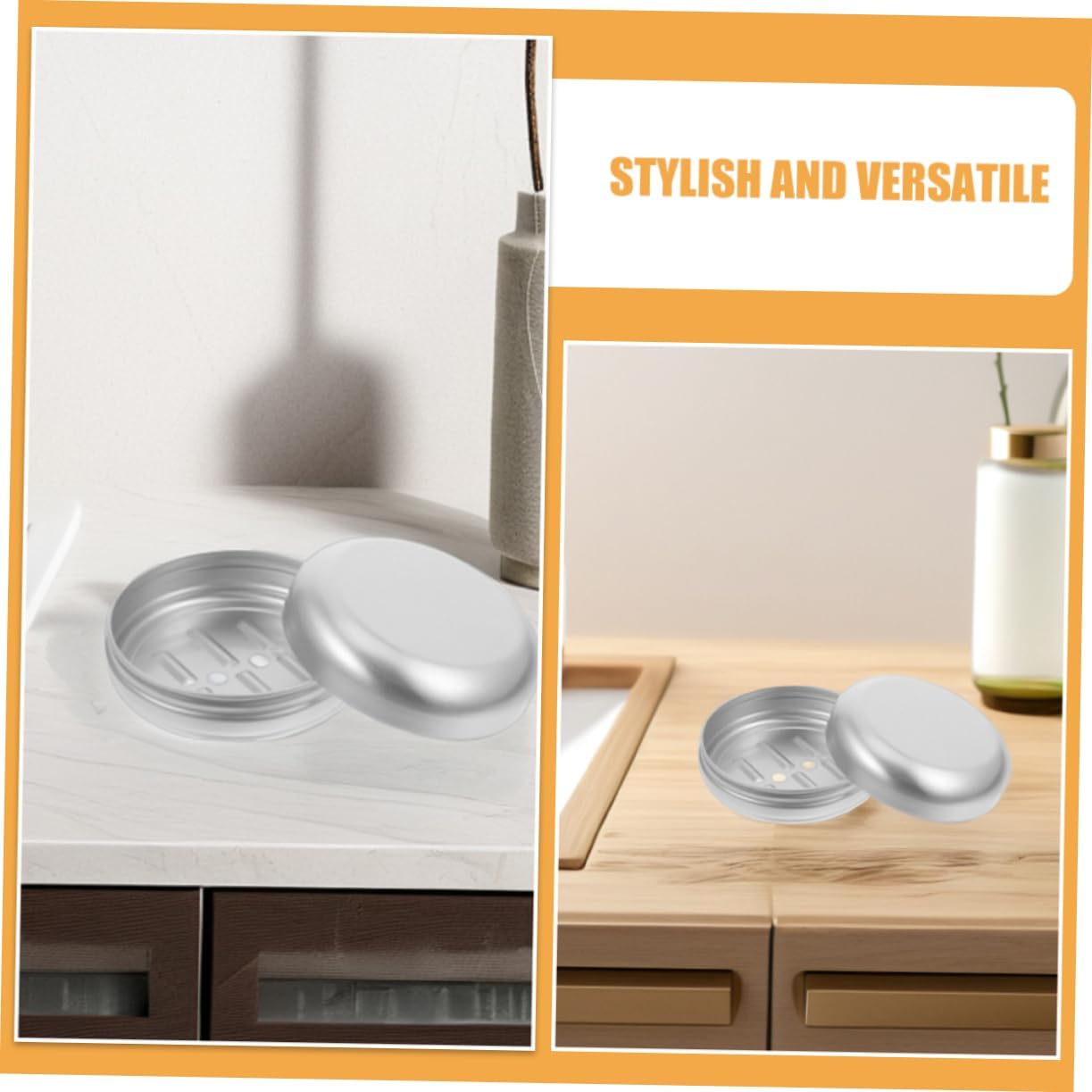 Ciieeo Round Aluminum Soap Dish with Leakproof Lid