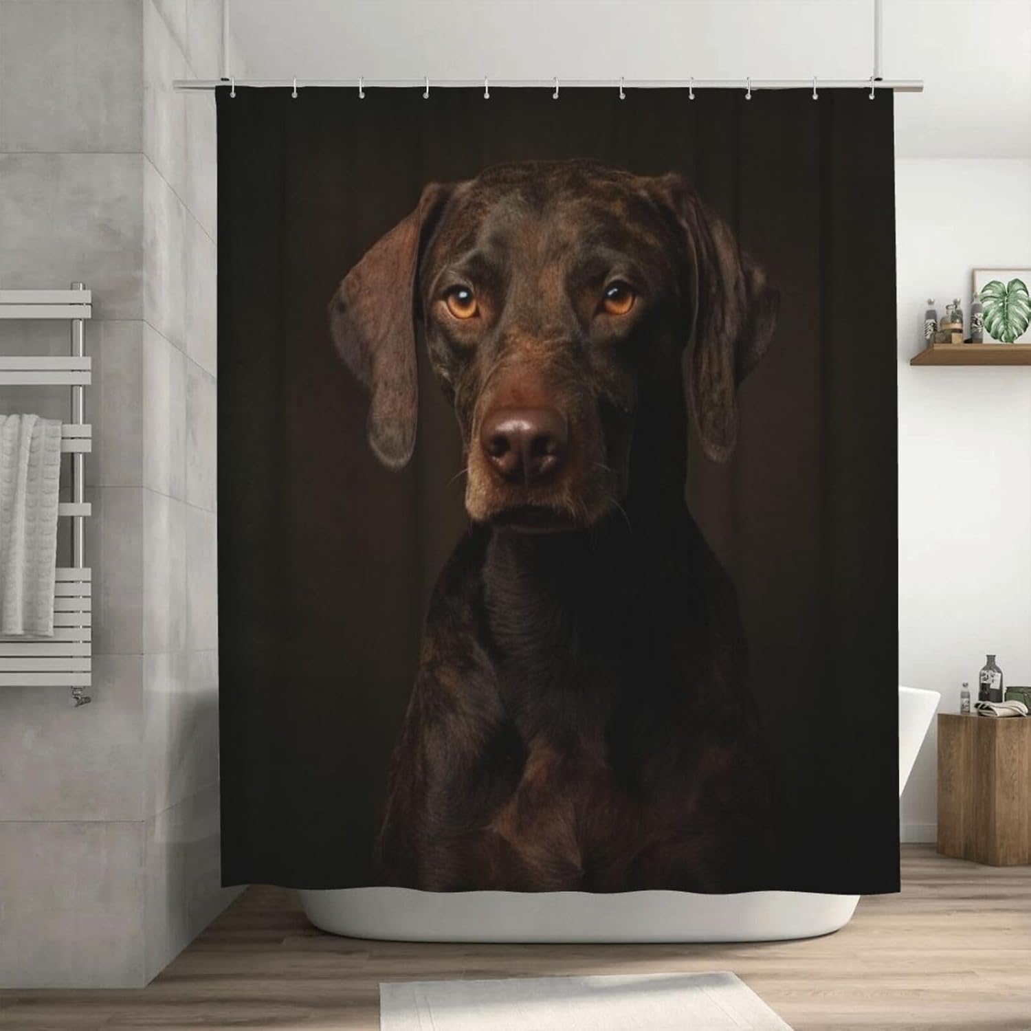 Black Dog Shower Curtain Set with 12 Hooks 72x72in