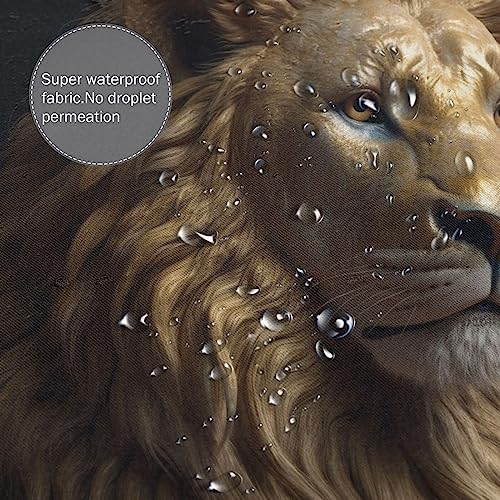 TIYAANDSY Gold Lion Shower Curtain Set 72x72in