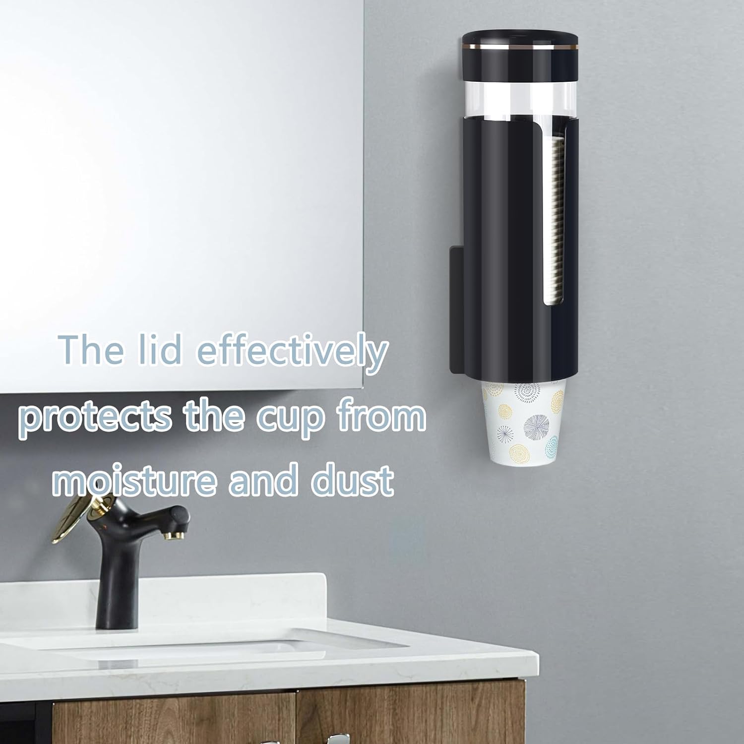 MYITYARD Cup Dispenser Wall Mount Black