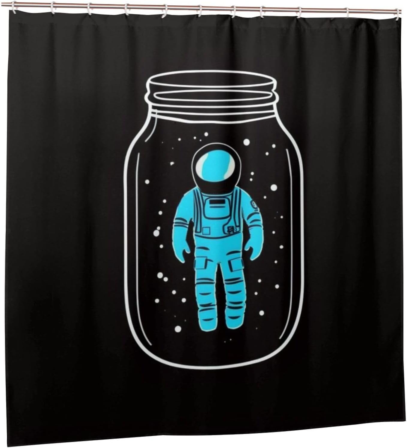 Blue Astronaut Shower Curtain Set with 12 Hooks 72x72in 1