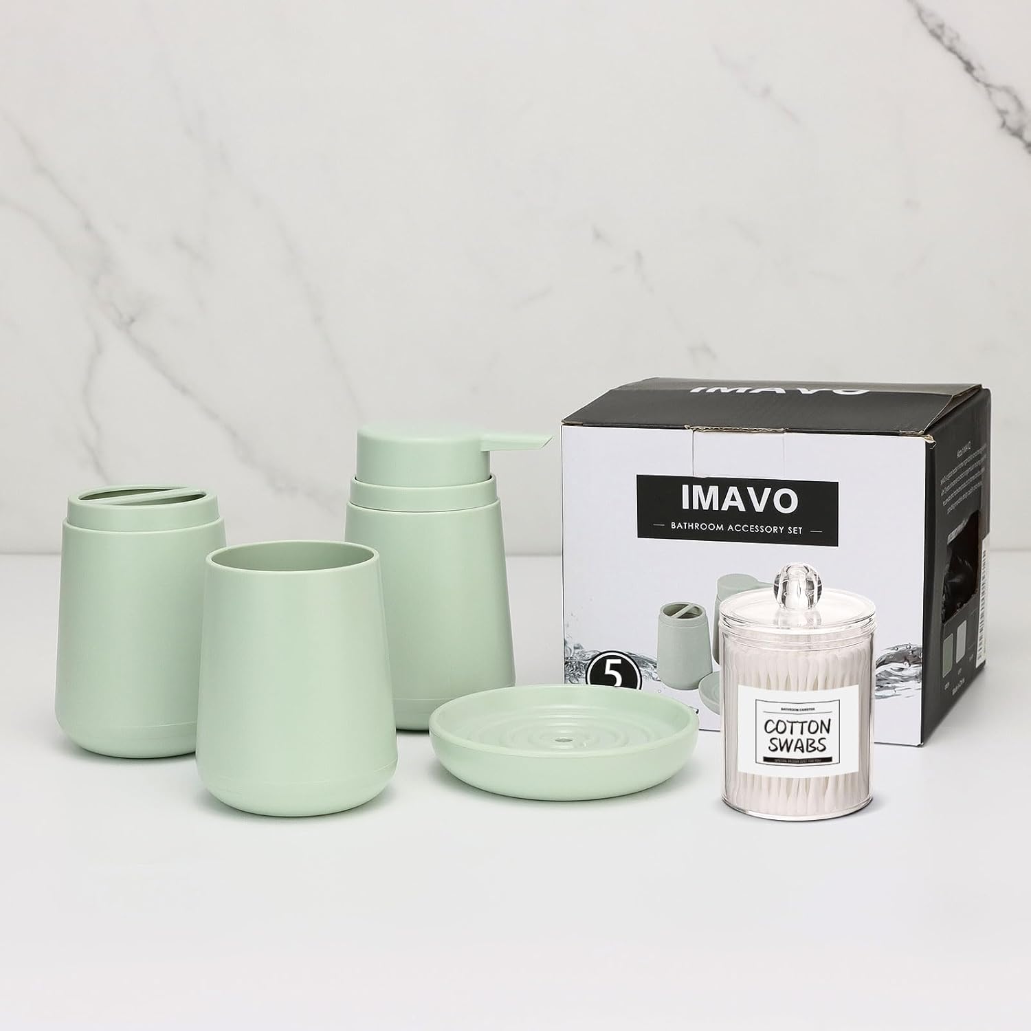 IMAVO Green Bathroom Set 5 Piece Modern