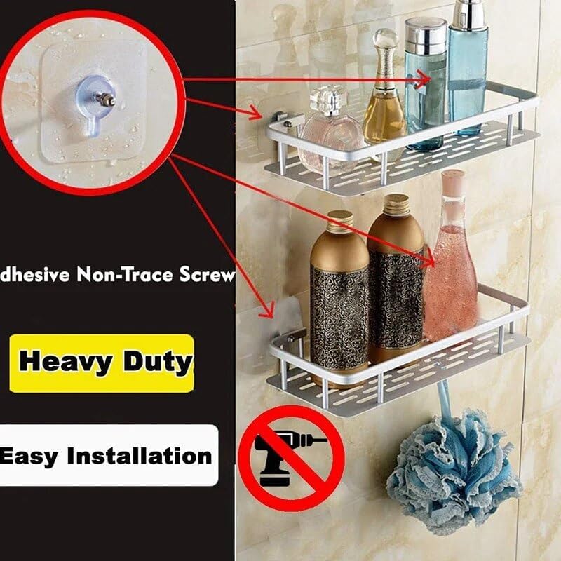 BAHELS Adhesive Shower Caddy Shelf - No Drilling Modern Style Durable Aluminum