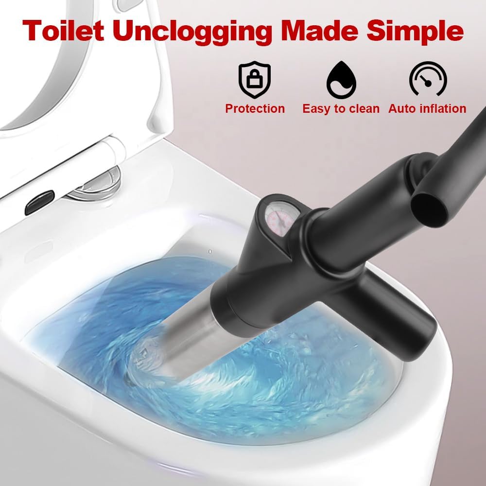 High Pressure Toilet Plunger with Air Blaster 60CM