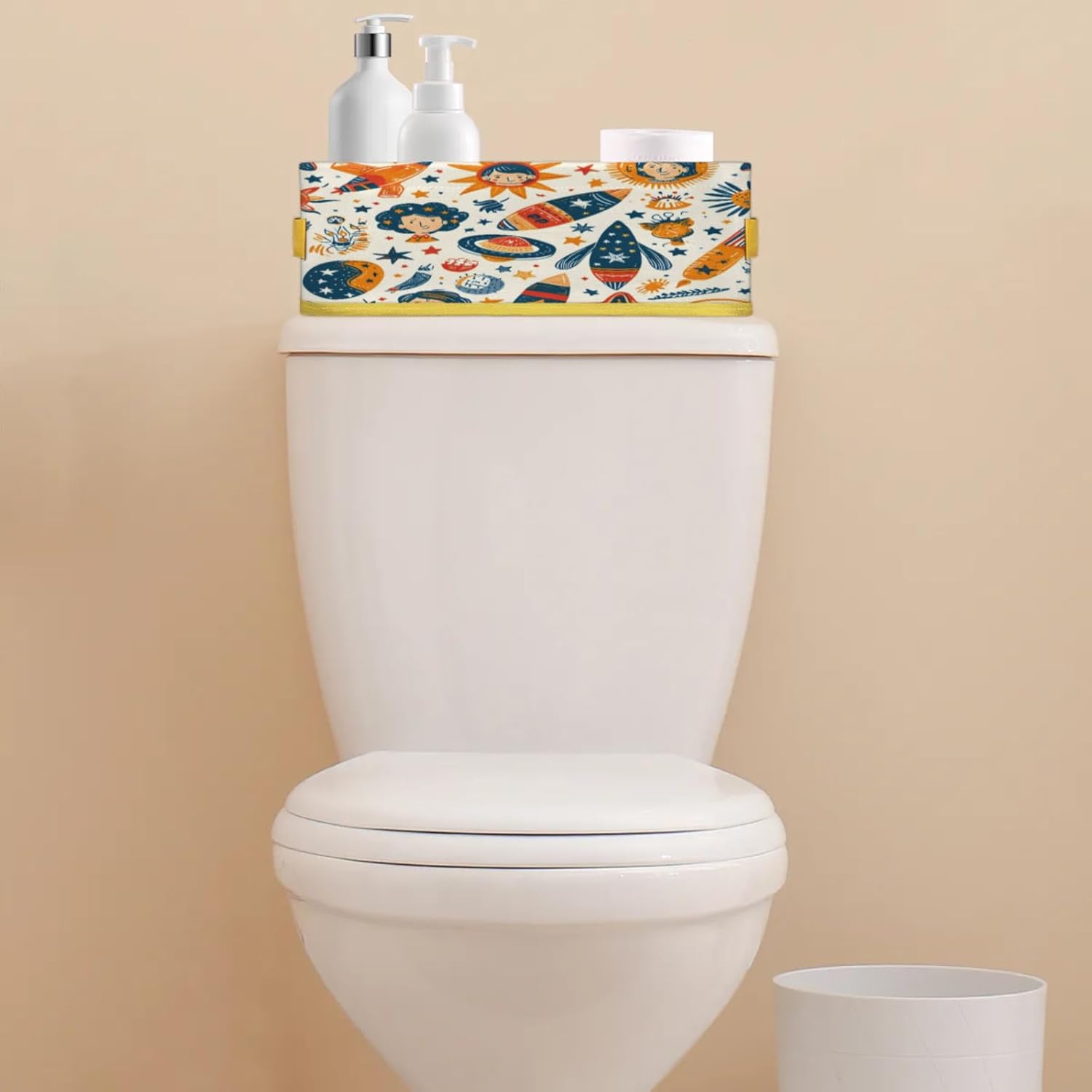 Outer Space Rocket Toilet Paper Basket with Handles