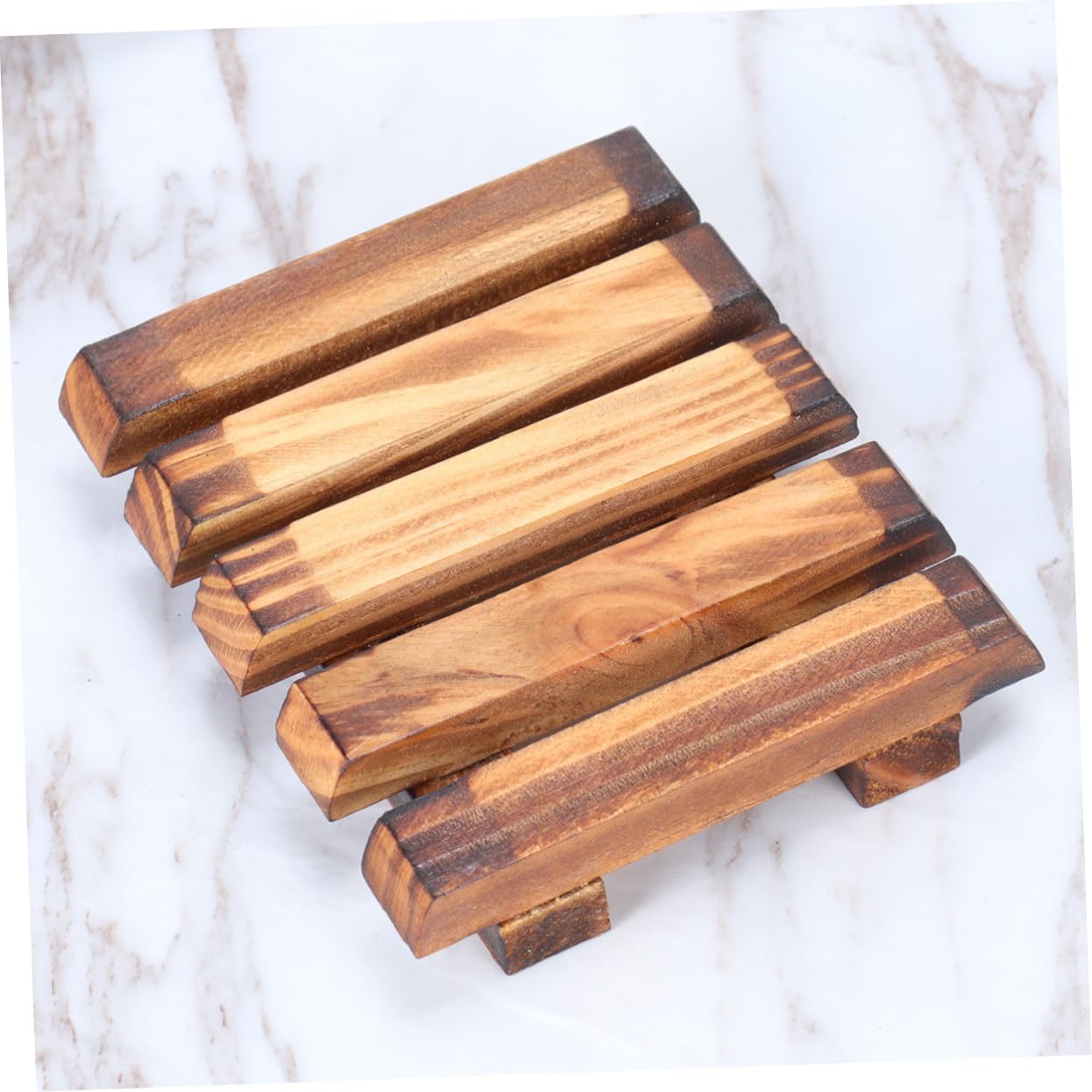 Vintage Carbonized Wood Soap Holder with Drainage