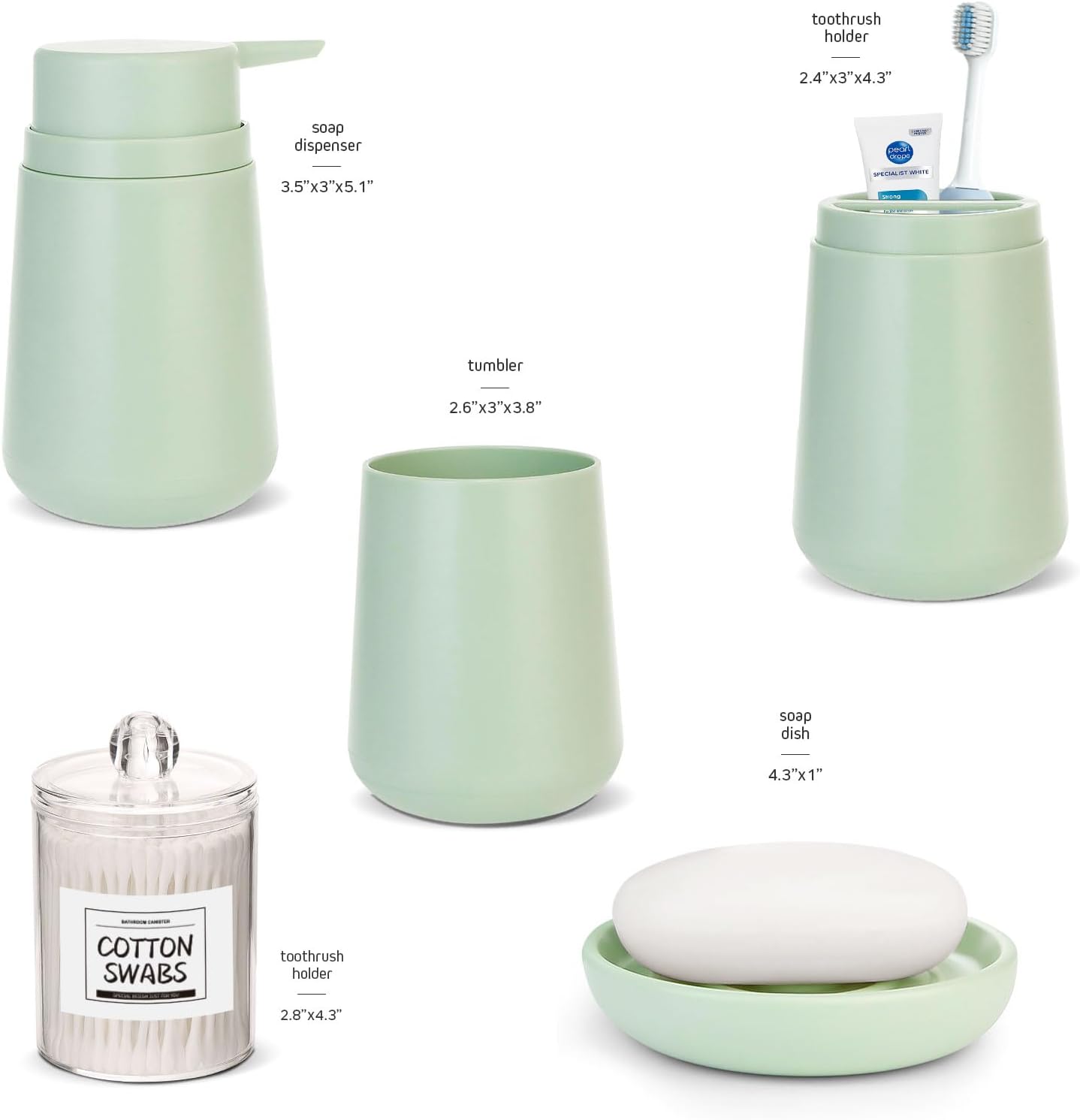 IMAVO Green Bathroom Set 5 Piece Modern