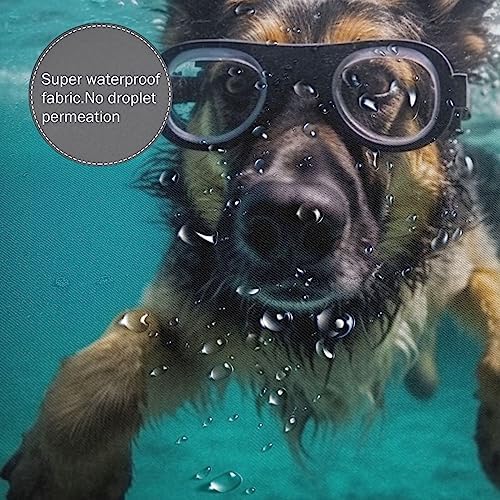 TIYAANDSY Underwater Glasses Dog Shower Curtain Set