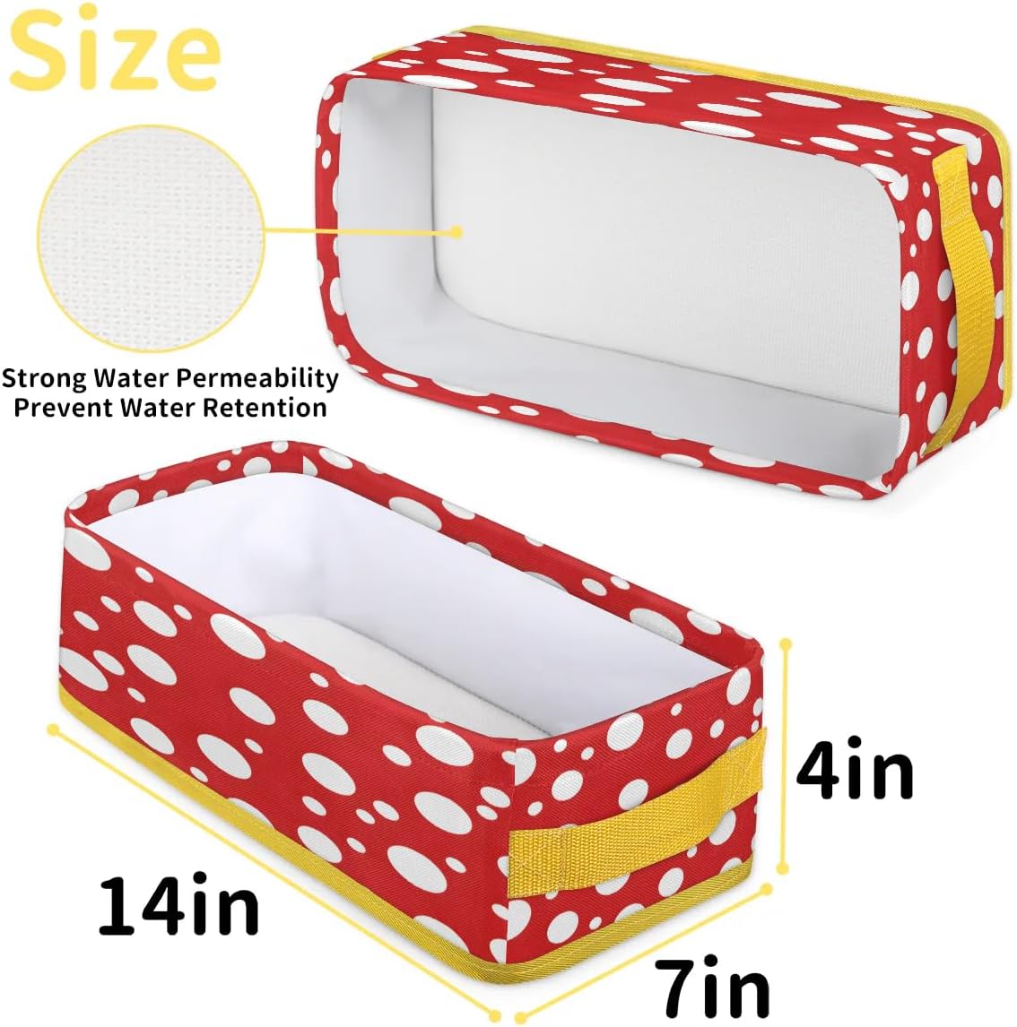 White Polka Dots Bathroom Storage Baskets with Handles