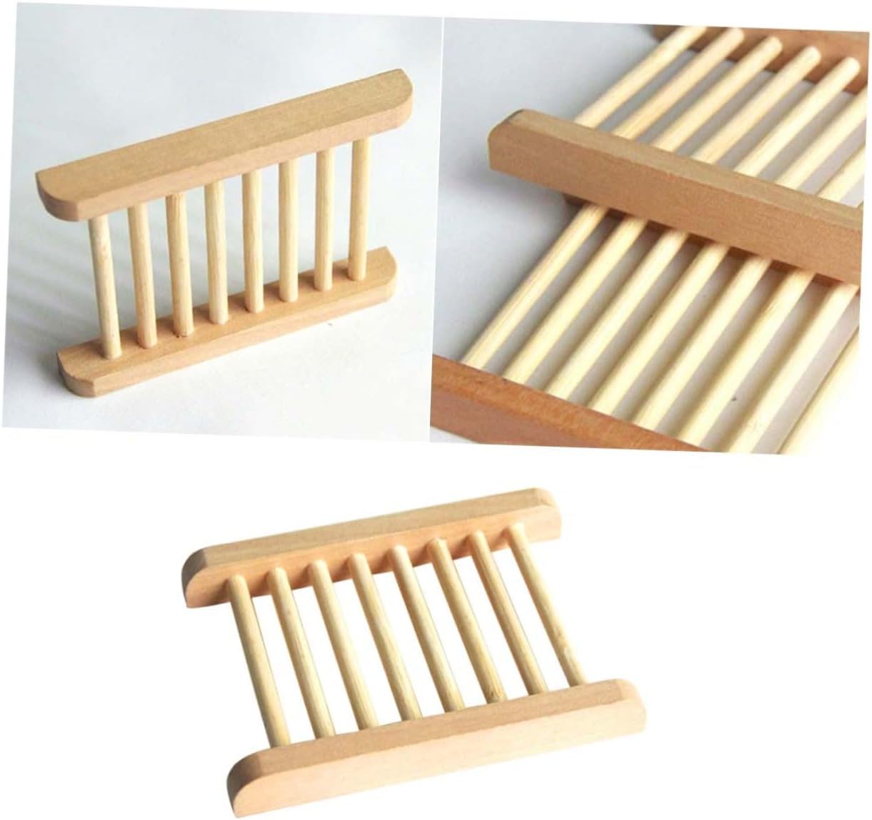 STOBAZA Natural Wood Soap Dish Holder 2pcs
