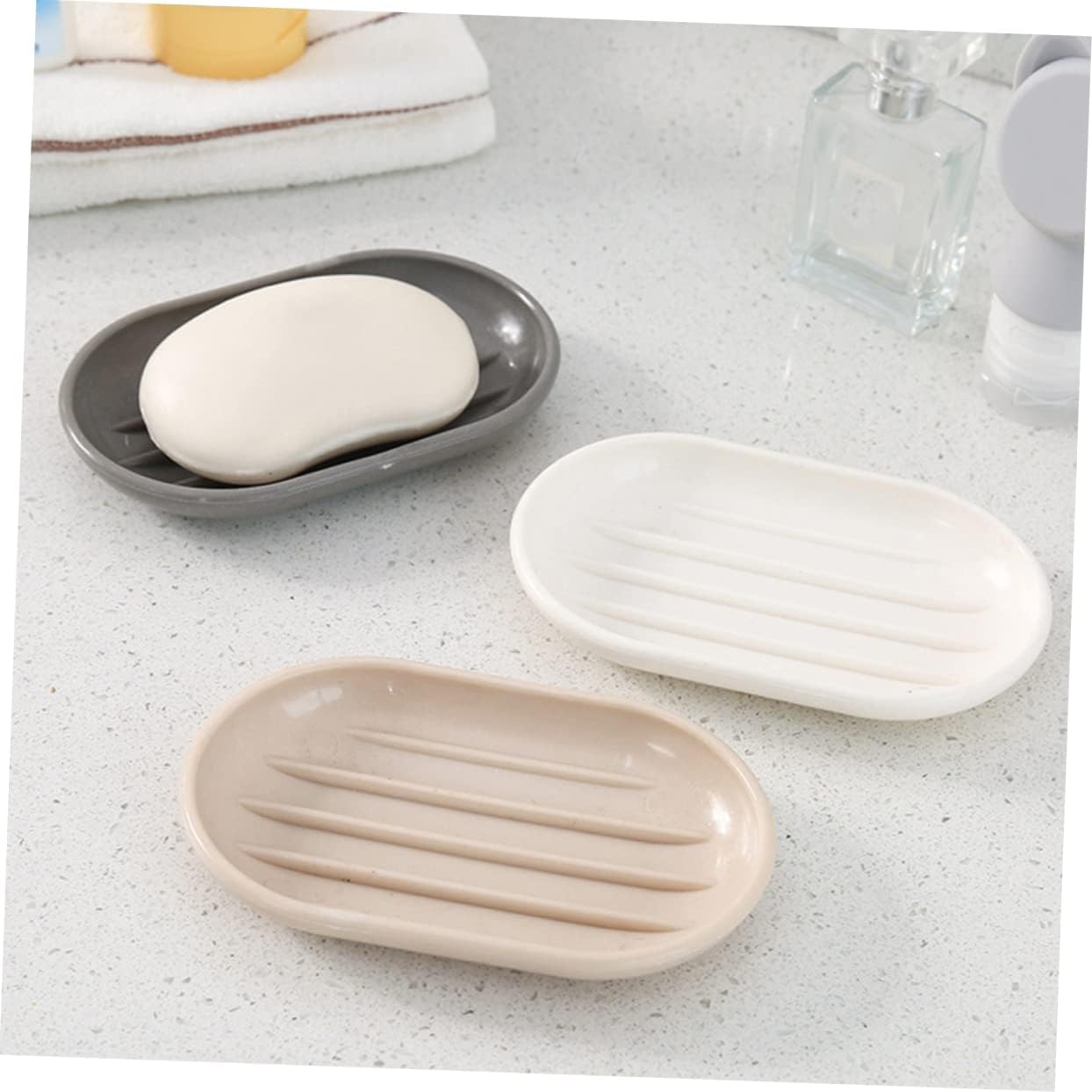 MAGICLULU Practical Oval Soap Dish Beige Plastic