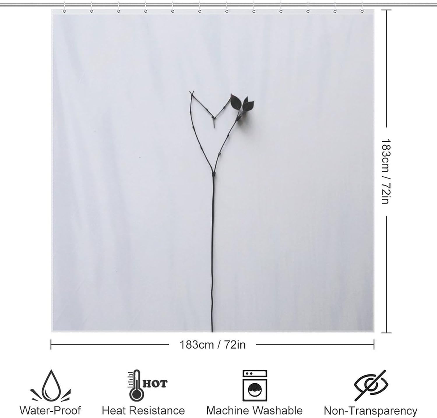 Tree Branch Heart Shower Curtain Set 72x72in
