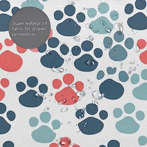 Colorful Paw Print Shower Curtain Set 72x72in