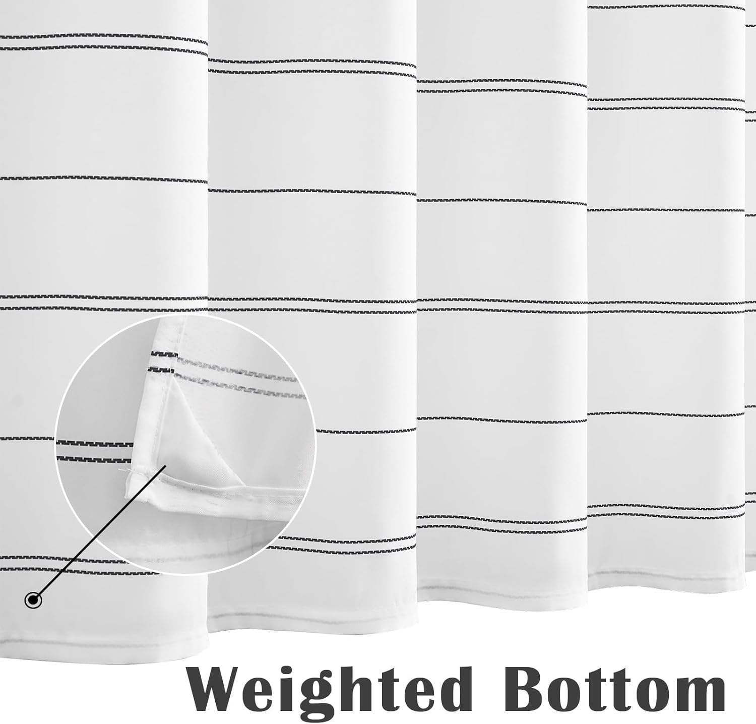 Jinchan Black White Striped Shower Curtain 70x72 Inches