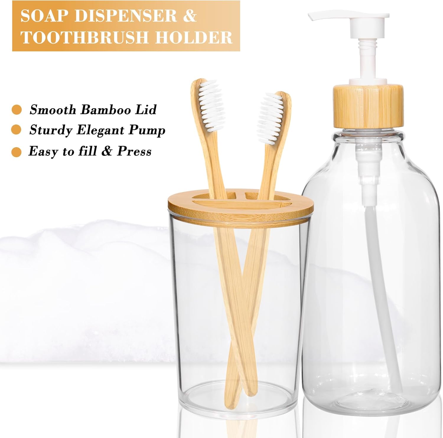 OTOSTAR Bamboo Bathroom Accessory Set 4 Pcs