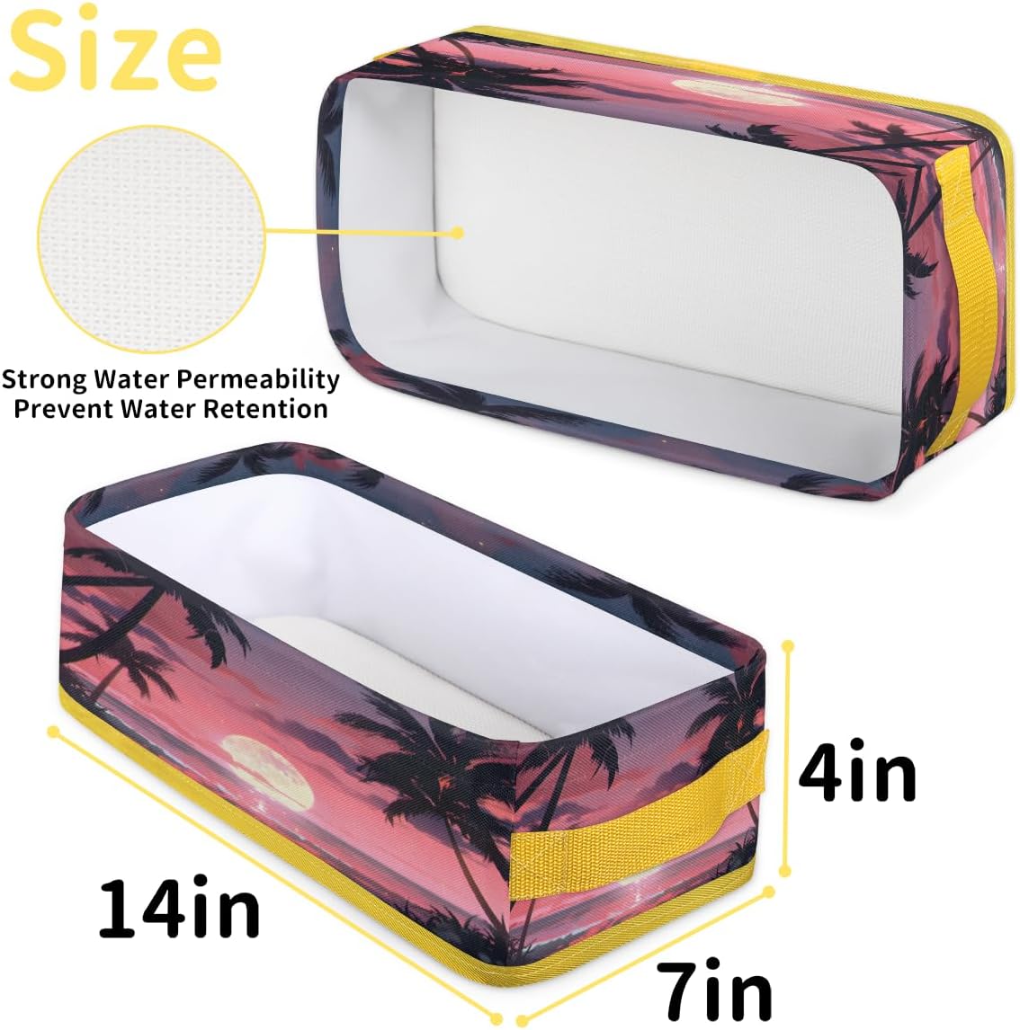 Skonsati Pink Ocean Beach Toilet Paper Basket with Handles 1