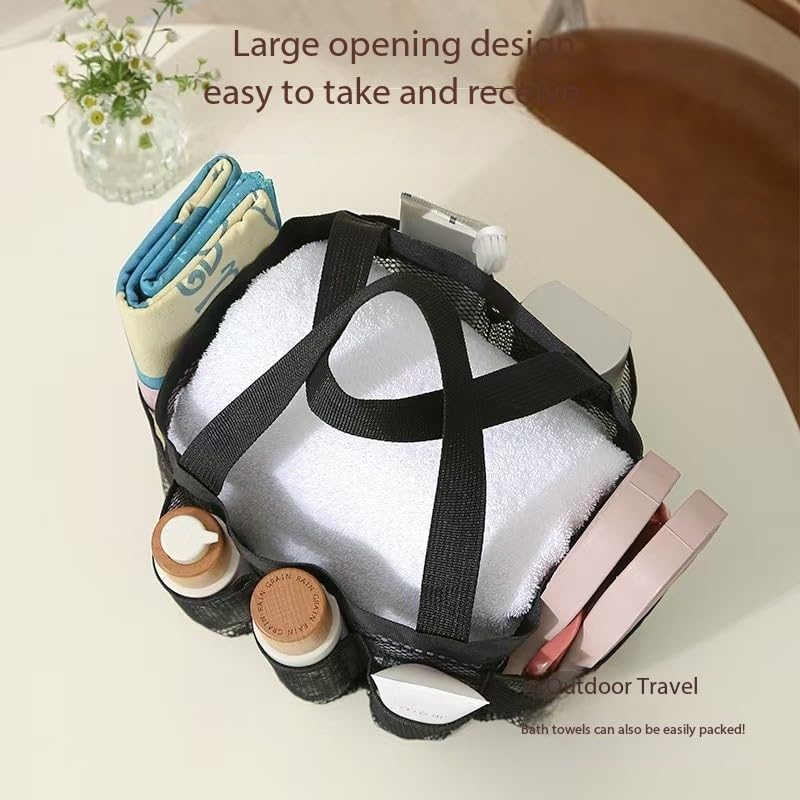 Mesh Shower Caddy with 8 Pockets and Hanging Hook