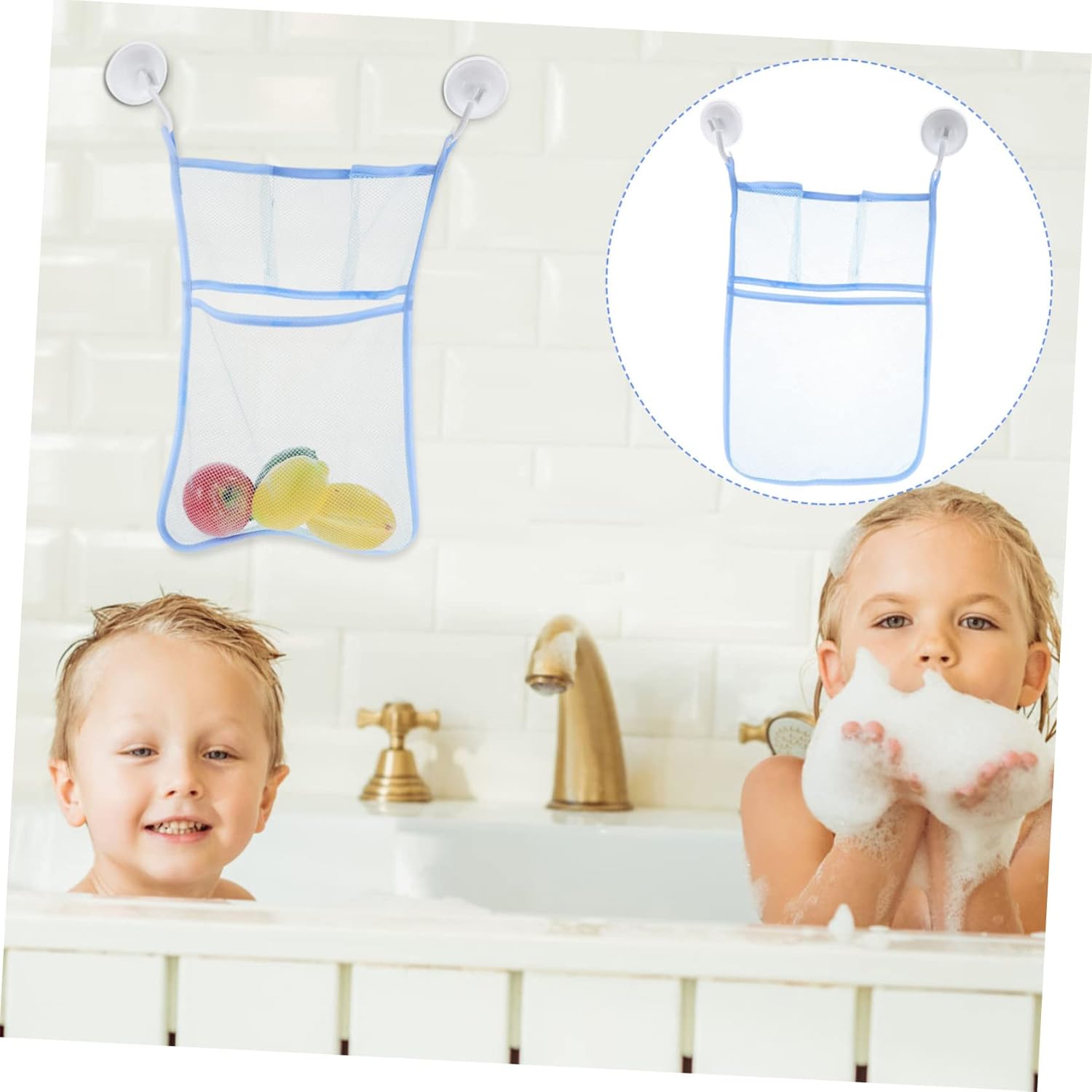 MAGICLULU Hanging Mesh Shower Organizer Bag for Family and Kids