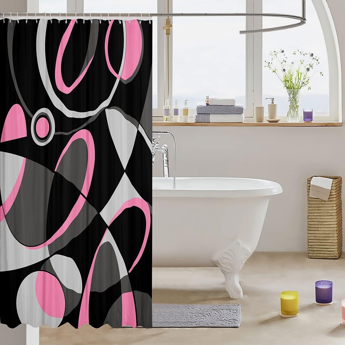 Feelyou Retro Geometry Shower Curtain Set 72x72