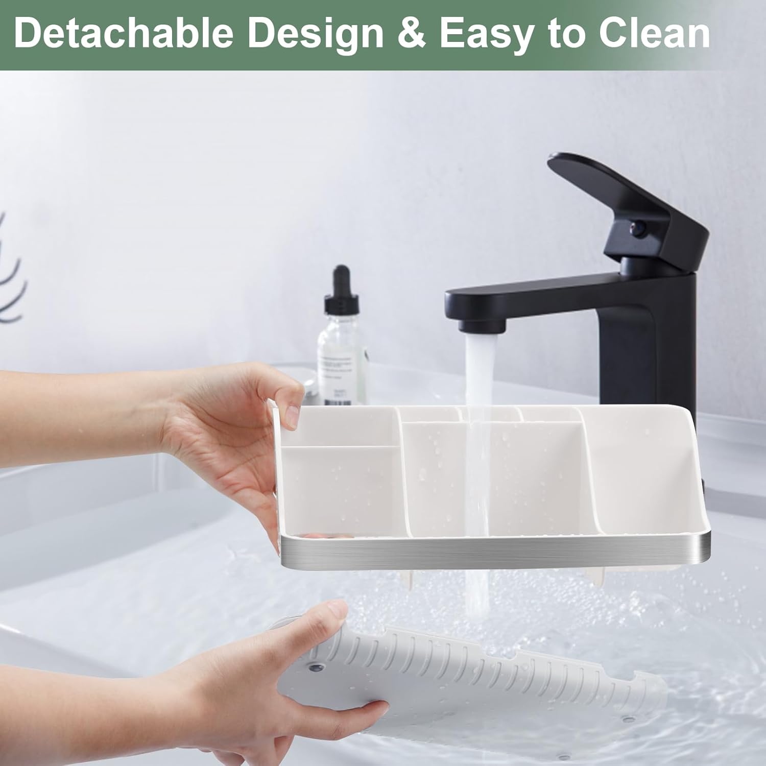 GFWARE Silver Toothbrush Holder Organizer 7 Slots
