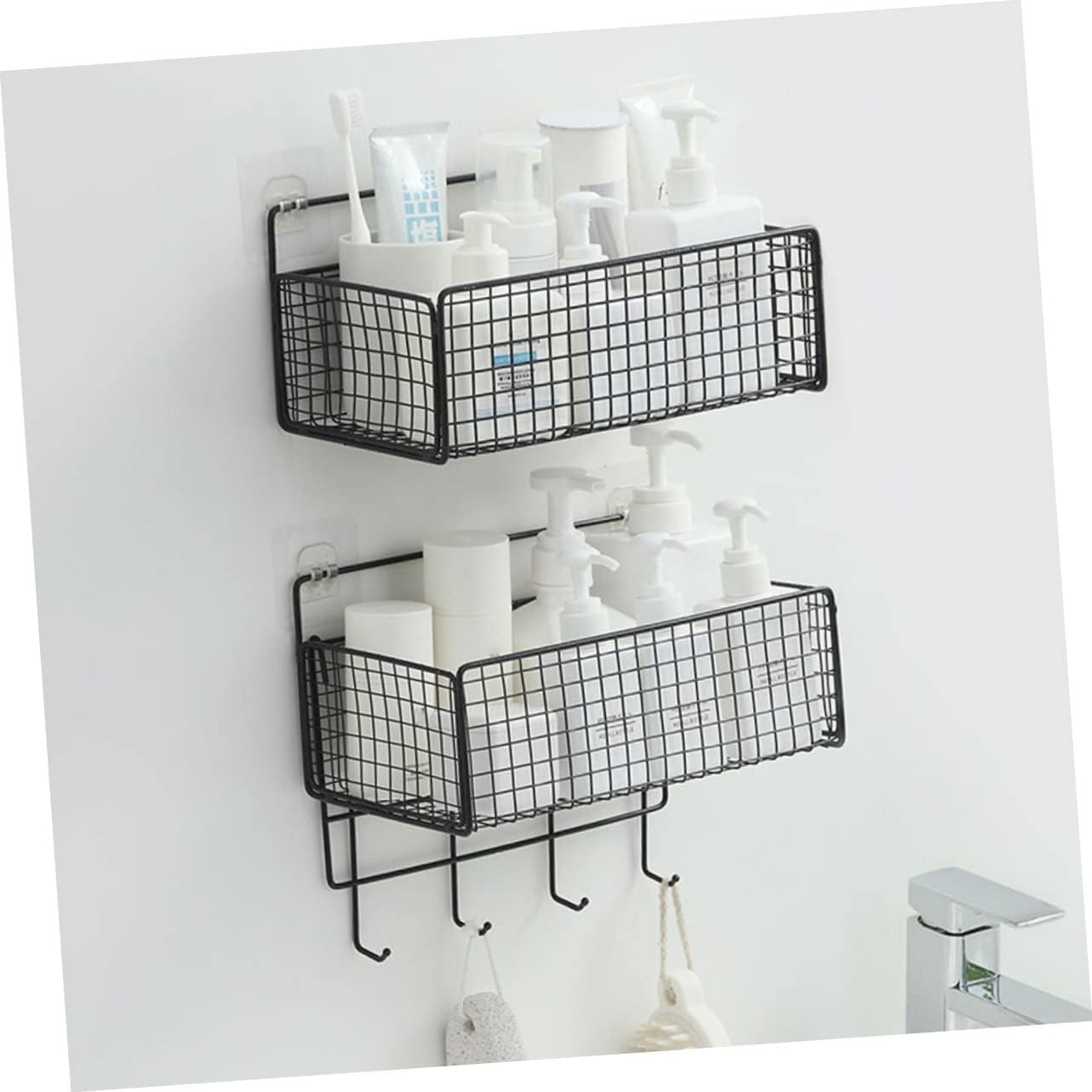 Collbath Shower Basket Wall Mounted Organizer No Drilling