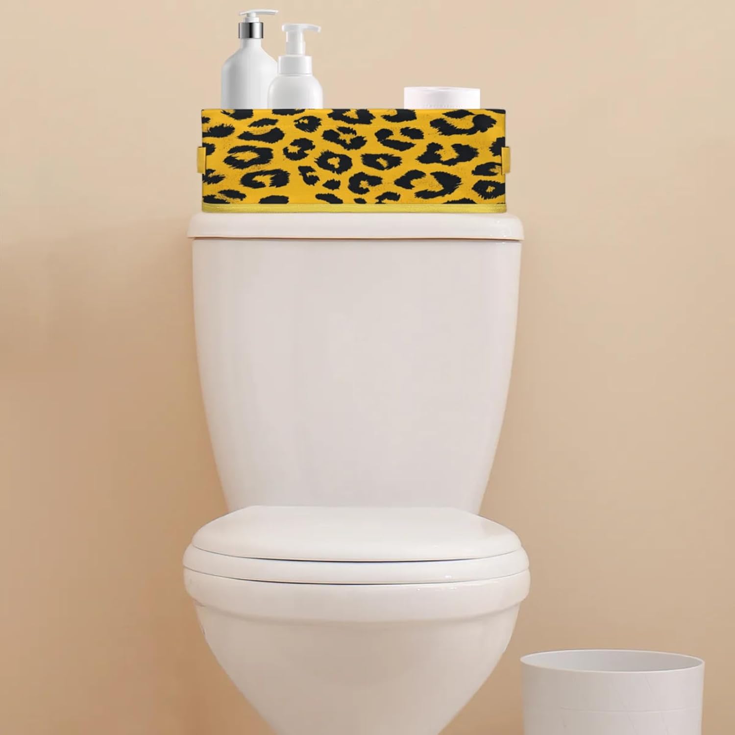 Snatocys Leopard Print Toilet Paper Basket with Handles
