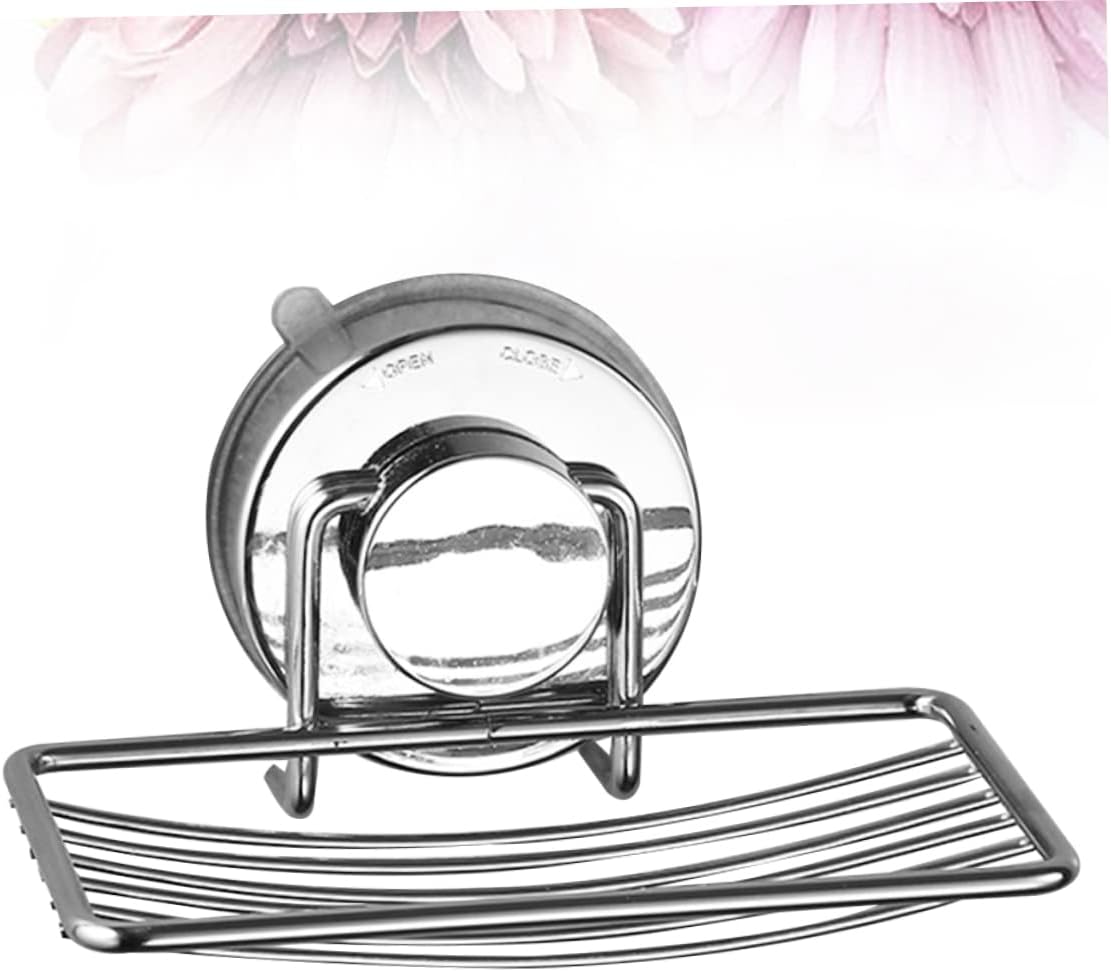 Alipis Silver Suction Cup Soap Dish Drain Rack